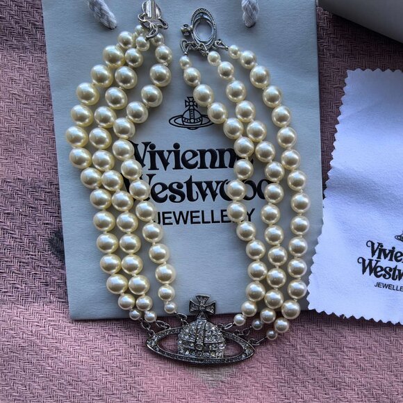 Women's Bas Relief Three-Row Embellished Necklace - Picture 2 of 5